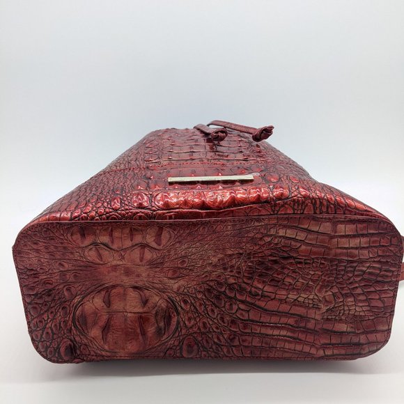 BRAHMIN Marlowe Melbourne croc embossed leather women's shoulder bag - CHILI - Picture 9 of 12